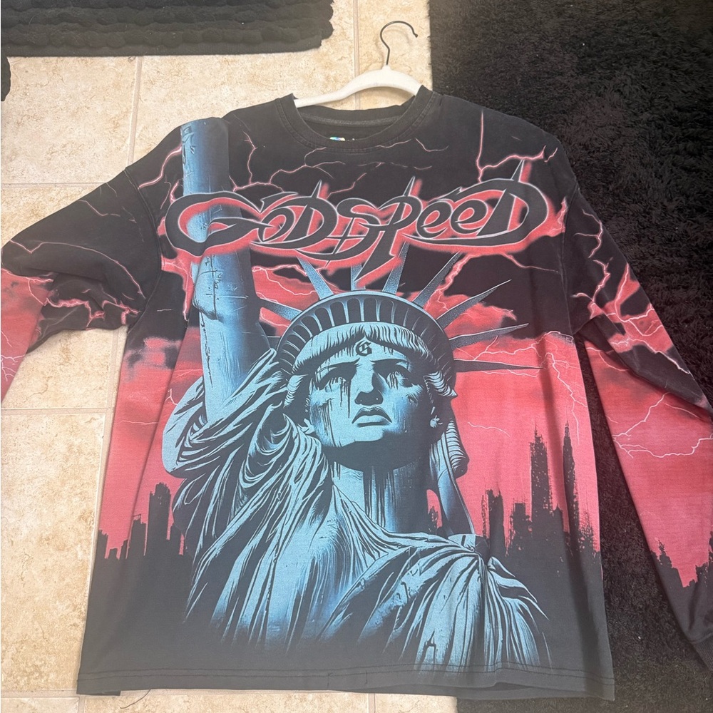 Godspeed Black and Red Graphic Long Sleeve Tee